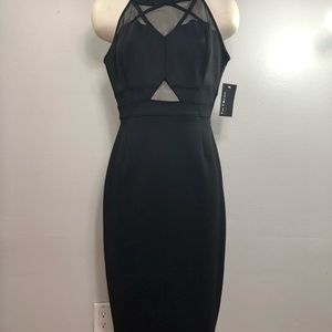 EN FOCUS STUDIO Black/Black Midi Dress, Size-8 NWT